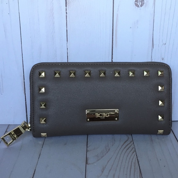 BCBG Handbags - NWOT BCBG Paris Taupe Studded Wallet